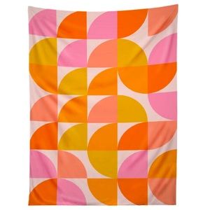 Society6 Mid Century Mod Geometry in Pink and Orange Tapestry
